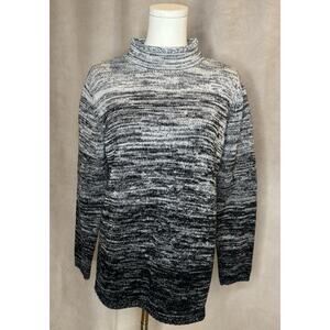 Vtg Villager Sport Knit Sweater Women’s M Black White Mock Neck Liz Claiborne